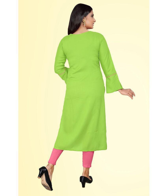 haya fashion - Lime Green Rayon Women's Straight Kurti ( Pack of 1 ) - None