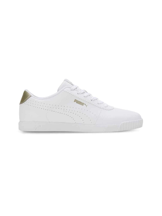 PUMA LADIES GOLD CARINA SLIM PERF LACE-UP SNEAKERS