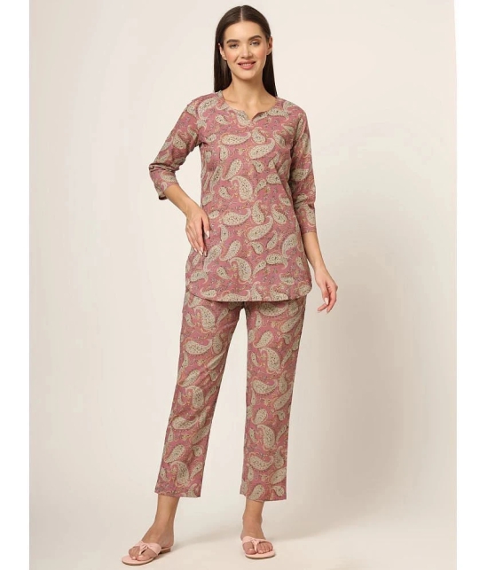 Divena Pink Cotton Womens Nightwear Nightsuit Sets ( Pack of 1 ) - None