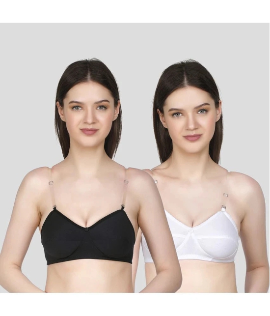 TCG - White Cotton Blend Non Padded Womens Everyday Bra ( Pack of 2 ) - None