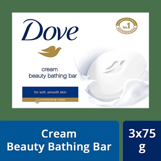 Dove Cream Beauty Bathing Bar, Has 1/4Th Moisturizing Cream, 225 G (Pack Of 3)