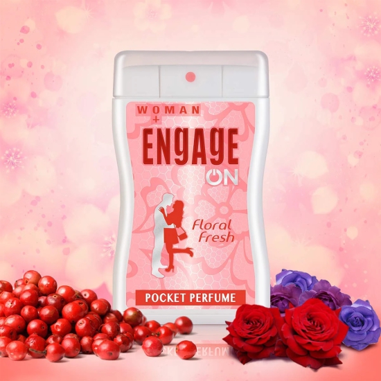 Engage On Floral Fresh Perfume For Women, Fruity & Floral, Skin Friendly, 18Ml