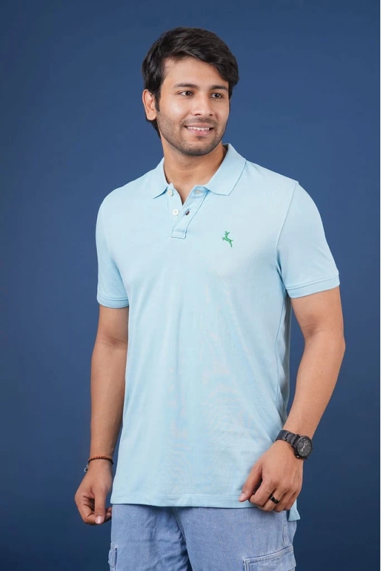 Men's Lt.Blue Embroidery Polo T-Shirt