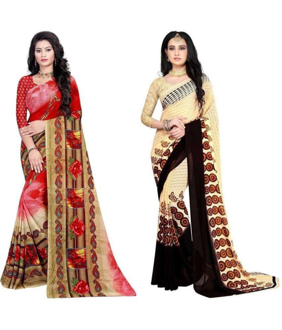 LEELAVATI - Multicolor Georgette Saree With Blouse Piece ( Pack of 2 ) - Multicolor