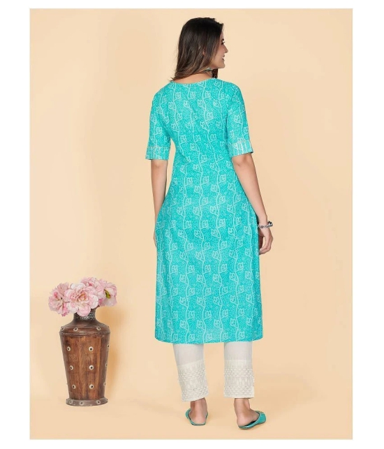 Vbuyz - Blue Cotton Blend Womens Straight Kurti ( Pack of 1 ) - L