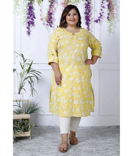 Swasti Cotton Printed Straight Womens Kurti - Yellow ( Pack of 1 ) - None