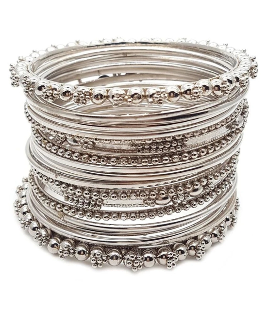 YouBella Antique Look Jewellery Silver Plated Traditional Bracelet Bangles set for women (2.8) - None