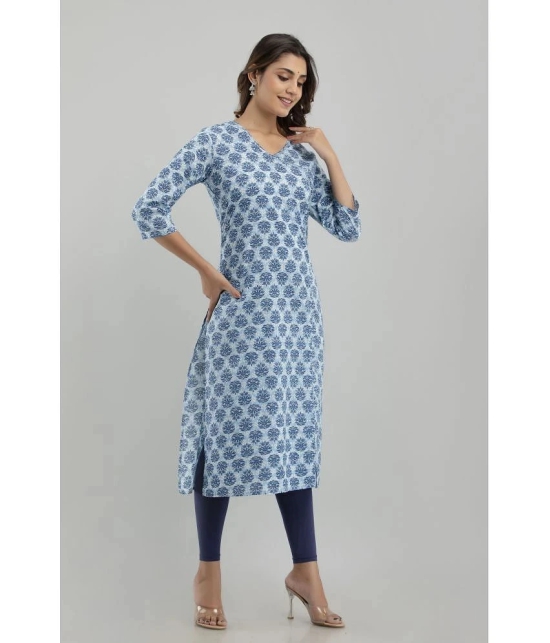 Frionkandy - Blue Cotton Womens A-line Kurti ( Pack of 1 ) - None