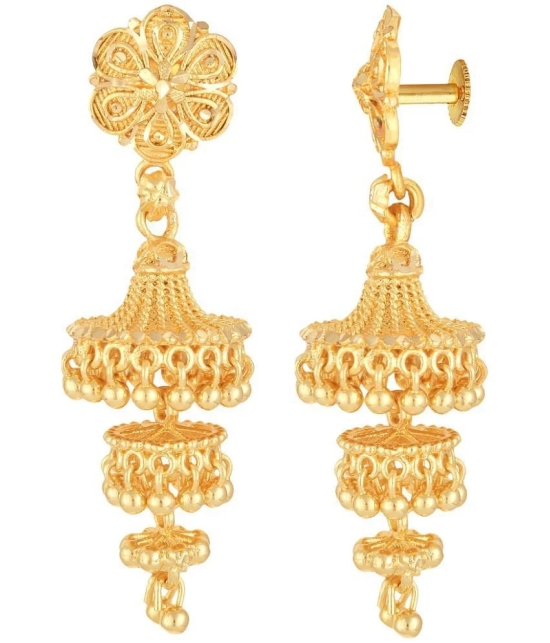 VIVASTRI Golden Jhumki Earrings ( Pack of 1 ) - Golden