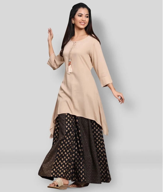 Juniper - Beige Rayon Womens Asymmetrical Kurti ( Pack of 1 ) - XS