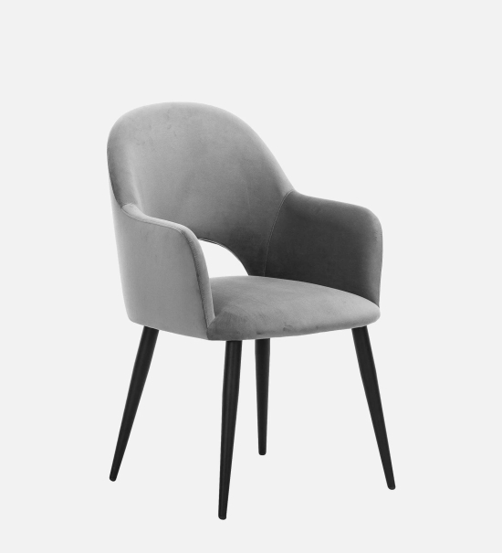 RAMS DINING AND ARM CHAIR GREY WITH BLACK FINISH-Grey