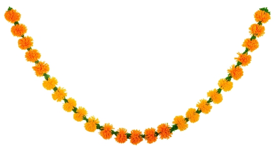 Vibrant Yellow Woolen Flower String-Yellow + Orange