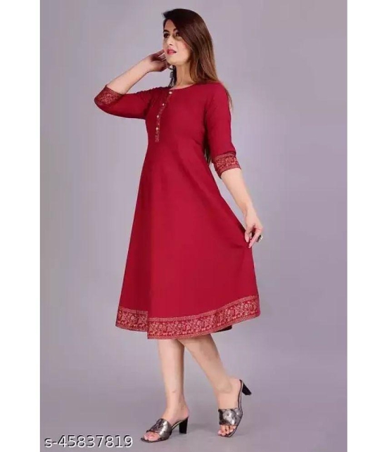 Smien - Maroon Rayon Women''s Anarkali Kurti ( Pack of 1 ) - None