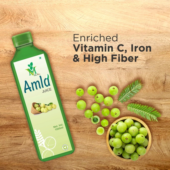 Mint Veda 100% Natural and Herbal Wild Amla Juice 1L | Juice for Health Hair and Skin | Vitamin C | Paraben free | High Fiber For Better Digestion, Immunity Pack of 1