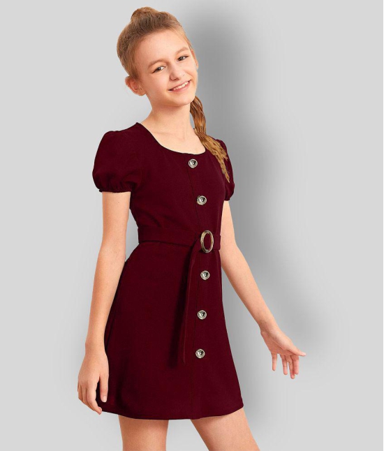 Addyvero Maroon Cotton Blend Girls A-line Dress ( Pack of 1 ) - None