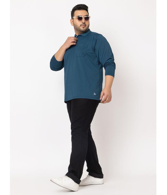 YHA Cotton Blend Regular Fit Solid Full Sleeves Mens Polo T Shirt - Teal Blue ( Pack of 1 ) - None