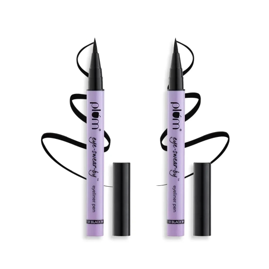 Eye-Swear-By Eyeliner Pen Twin Pack | Flexible Felt-Tip | Smudge-Proof | 100% Vegan & Cruelty Free | 01 Black