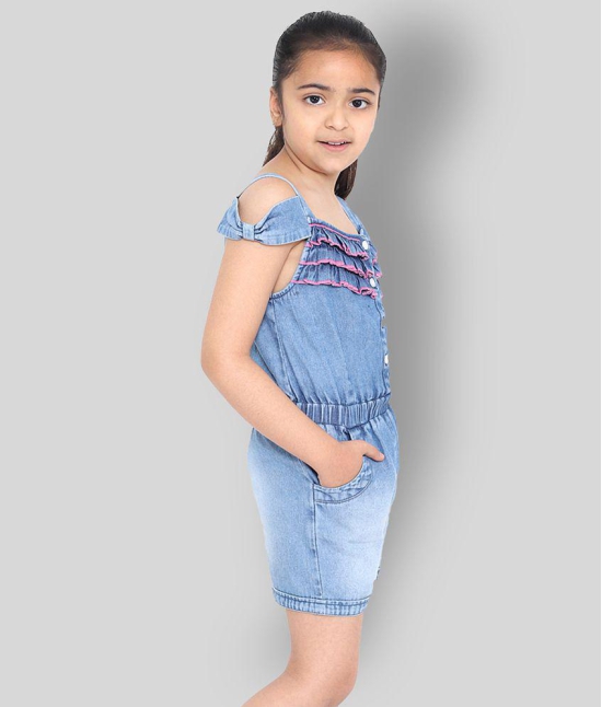 Naughty Ninos - Blue Denim Girls Jumpsuit ( Pack of 1 ) - None