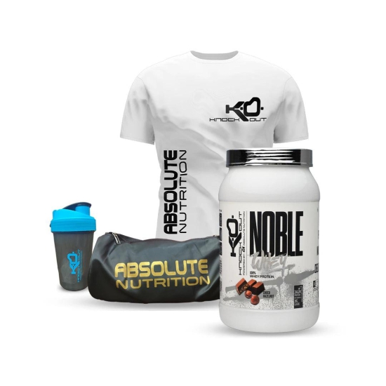 Noble Whey + Gym Bag + T-Shirt+ Shaker Combo-Choco Hazel Nut / S