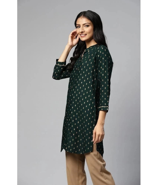 JC4U - Green Rayon Womens Straight Kurti ( Pack of 1 ) - None