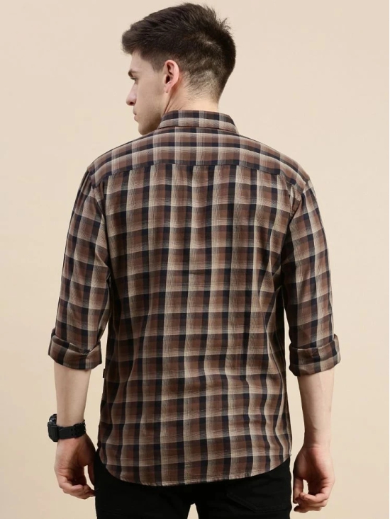 Showoff Cotton Blend Regular Fit Checks Full Sleeves Mens Casual Shirt - Brown ( Pack of 1 ) - None