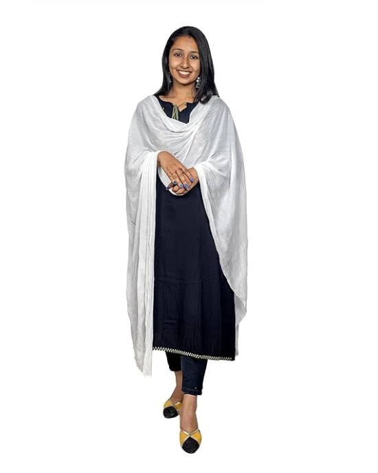 RANGEENODHNI Womens Plain Cotton Dupatta Everyday Elegance Size 2.25 mtr (White-s, 1)