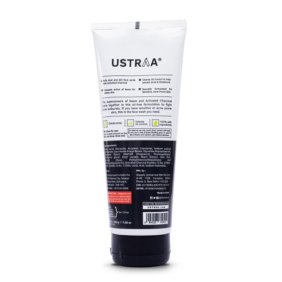 Ustraa Face Wash-Neem & Charcoal-200g