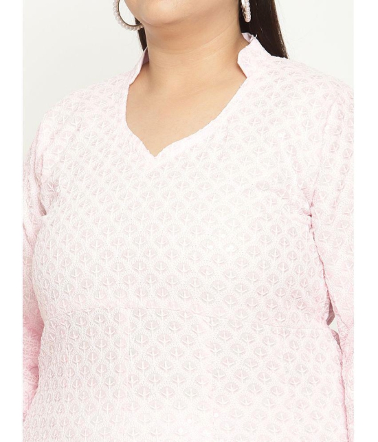 Queenley - Pink Cotton Women's Flared Kurti ( Pack of 1 ) - None