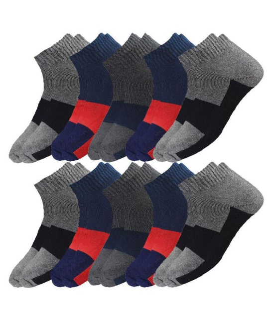 hicode - Cotton Mens Colorblock Multicolor Ankle Length Socks ( Pack of 10 ) - Multicolor