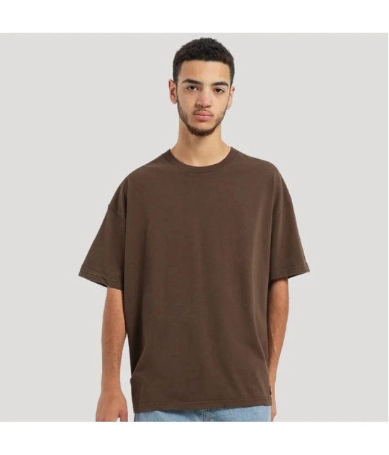 AKTIF - Brown Cotton Oversized Fit Mens T-Shirt ( Pack of 1 ) - None