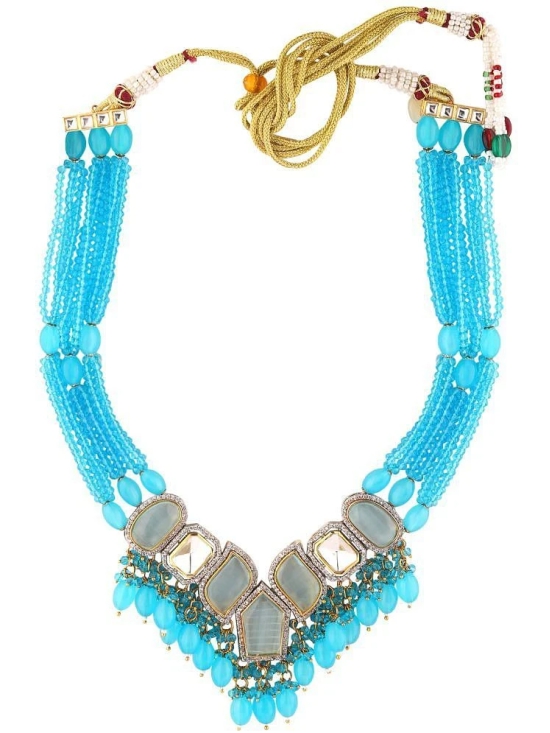 Bhagya Lakshmi Blue Alloy Necklace Set ( Pack of 1 ) - Blue