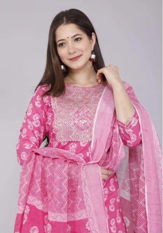 kurti with pant & dupatta Dupatta Sets-M / Pink