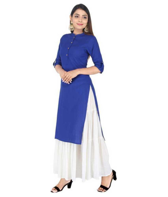 SIPET Blue Rayon Straight Kurti - XL