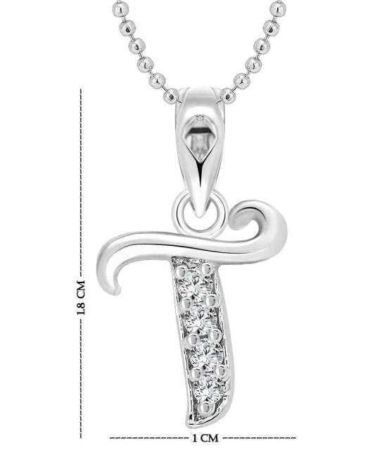 Vighnaharta T Alphabet Rhodium Plated Pendant - [VFJ1127PR]