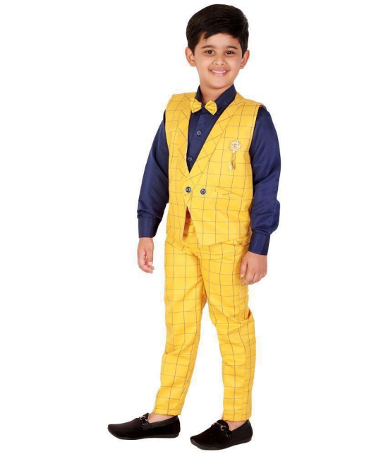 DKGF Fashion - Yellow Cotton Blend Boys Shirt & Pants ( Pack of 1 ) - None