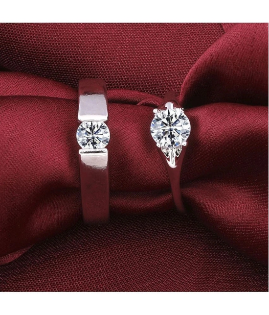 Paola Speical For Couple Ring Valentines Couples Gift Stylish  Silver Plated Adjustable Couple  Ring Women And Men - None