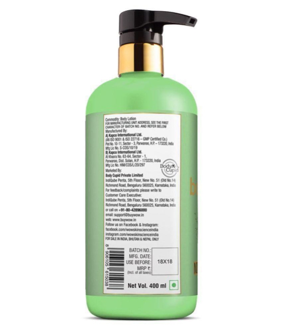 WOW Skin Science Aloe Vera Body Lotion - Ultra Light Hydration - No Mineral Oil, Parabens, Silicones, Color & PG - 400mL