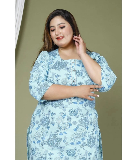 Swasti Cotton Printed Straight Womens Kurti - Blue ( Pack of 1 ) - None