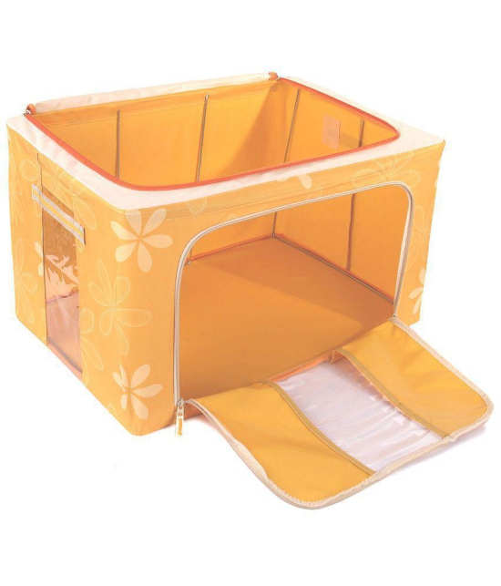 Uberlyfe Yellow Foldable Cloth Storage Box With Steel Frame