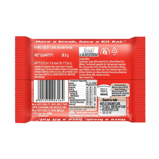 Nestle Kitkat, 4 Finger Wafer Bar, 38.5 G