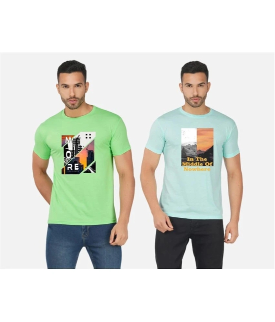 CHOZI Cotton Blend Regular Fit Printed Half Sleeves Mens T-Shirt - Multicolor ( Pack of 2 ) - None