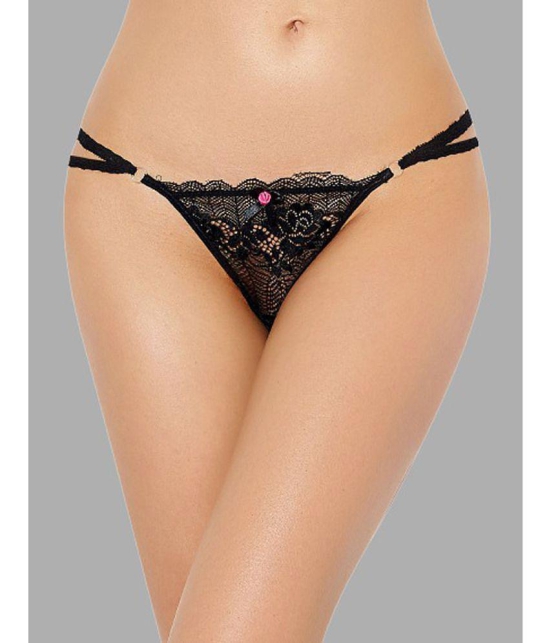 Affair - Black Lace Self Design Women''s G-Strings ( Pack of 1 ) - None