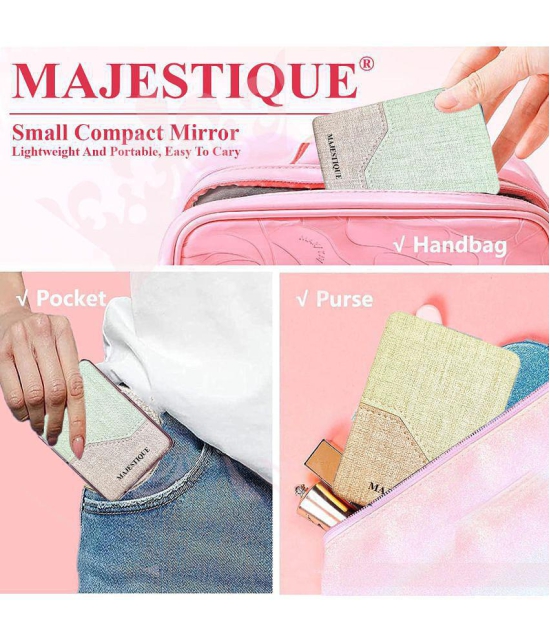 Majestique 1Pcs Portable Doublesided Mirror Distortionfree Travel Makeup Mirror Color May Vary