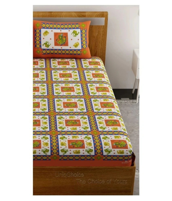 Uniqchoice Cotton Double Bedsheet with 2 Pillow Covers - Orange