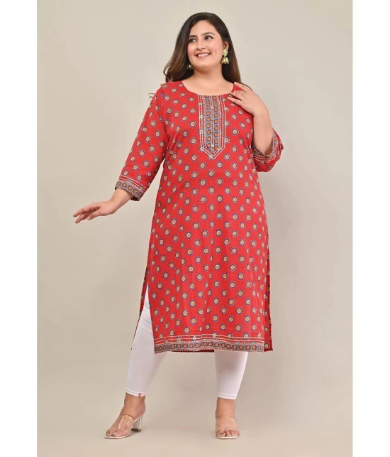 Swasti - Red 100% Cotton Womens Straight Kurti ( Pack of 1 ) - None