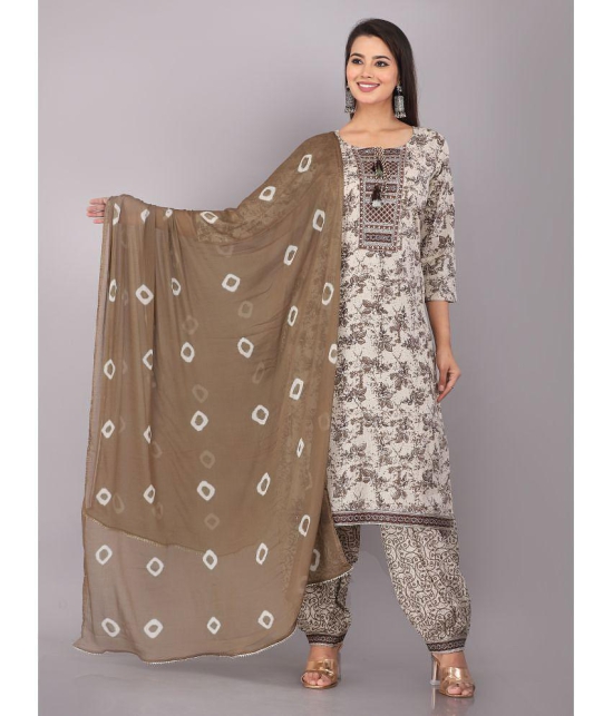 JC4U - Beige Straight Cotton Women''s Stitched Salwar Suit ( Pack of 1 ) - None