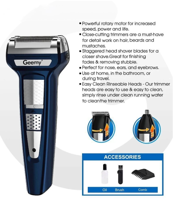 geemy Professional Multicolor Cordless Beard Trimmer With 60 minutes Runtime