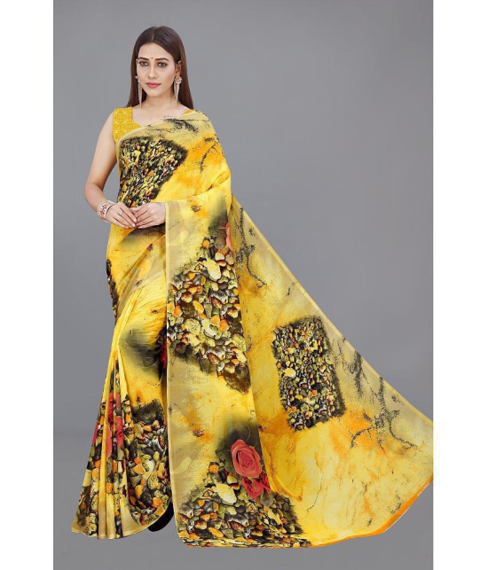 Anand Sarees - Yellow Georgette Saree With Blouse Piece ( Pack of 1 ) - Yellow