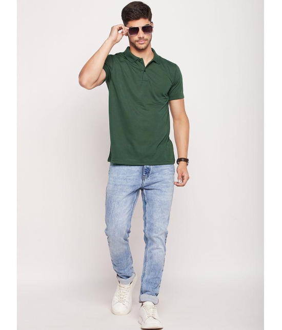 UBX Cotton Regular Fit Solid Half Sleeves Mens Polo T Shirt - Olive Green ( Pack of 1 ) - None