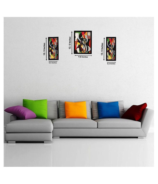 Indianara Set of 3 Modern Art Synthetic Painting With Frame